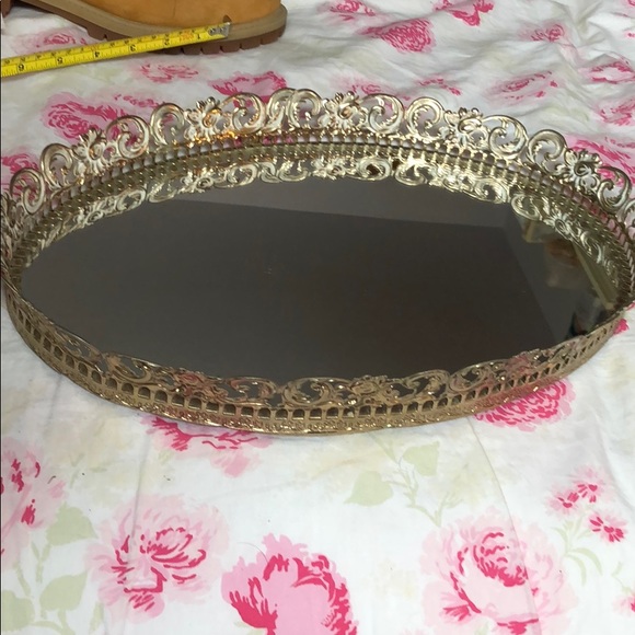 Storage & Organization Vintage Mirrored Vanity Tray Table Poshmark